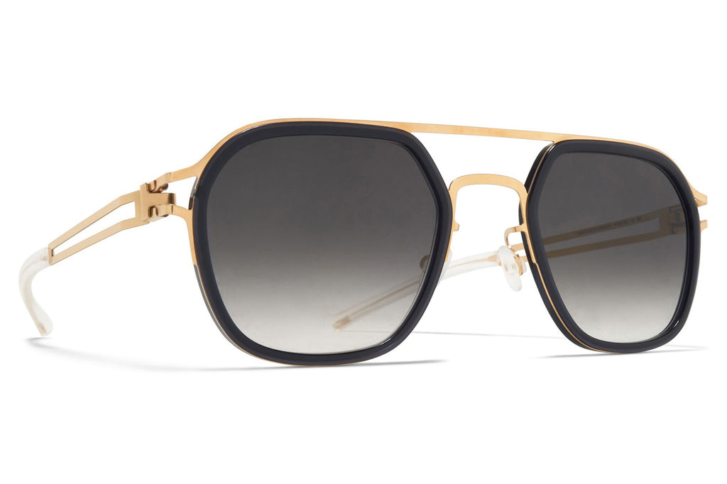 MYKITA - Leeland Sunglasses Glossy Gold/Milky Indigo with Raw Black Gradient Lenses