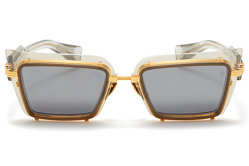 Balmain® Eyewear - Admirable Sunglasses Grey Crystal & Gold with Dark Grey - White Gold Flash Lenses
