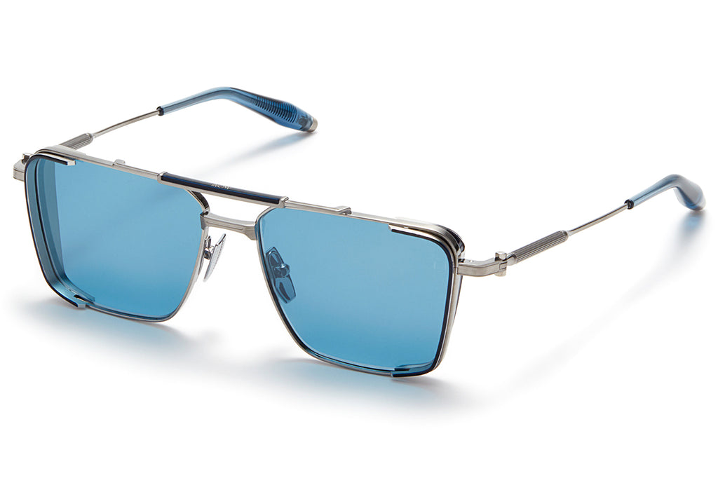 Akoni - Hera Sunglasses Brushed Black Palladium & Silver with Dark Blue - Black Flash Mirror Lenses