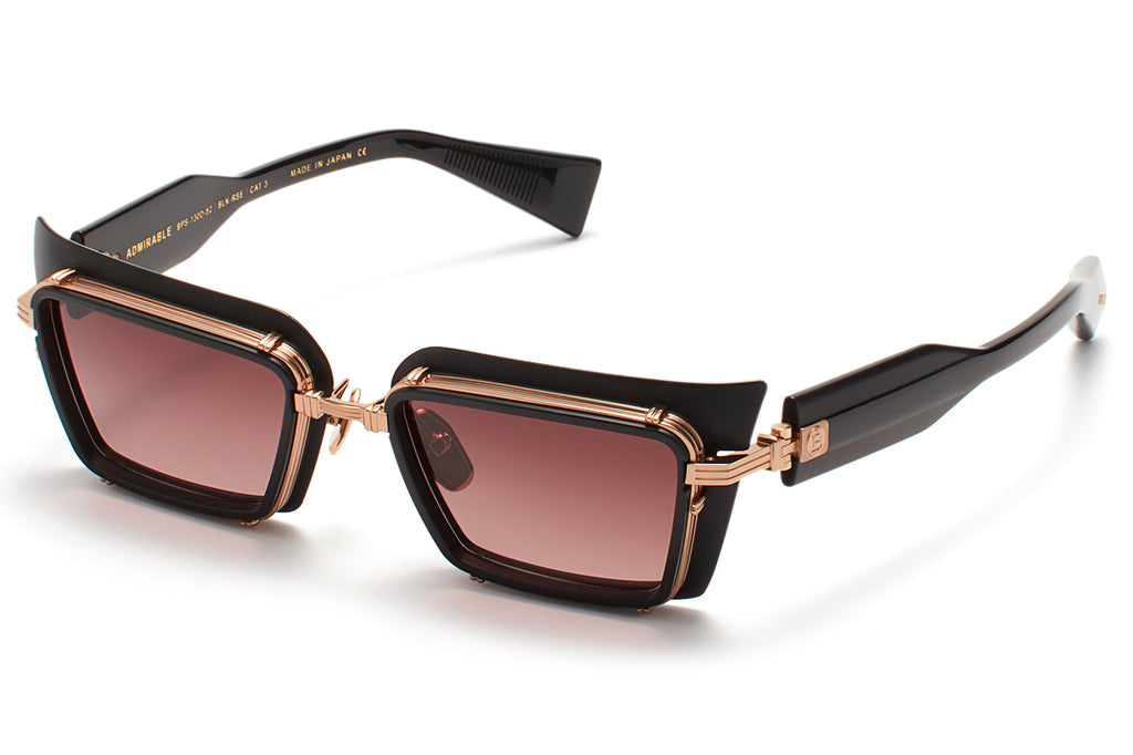 Balmain® Eyewear - Admirable Sunglasses Matte Black & Rose Gold with Dark Rose Gradient Polar Lenses