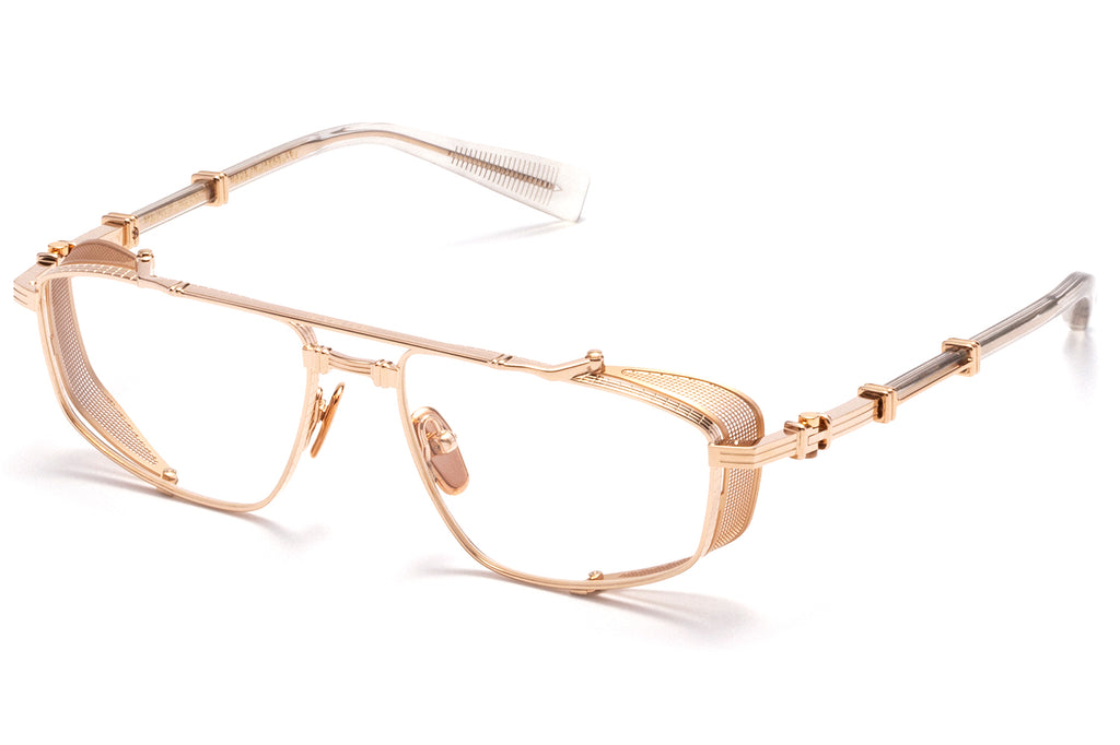 Balmain® Eyewear - Brigade V Eyeglasses White Gold & Crystal Grey