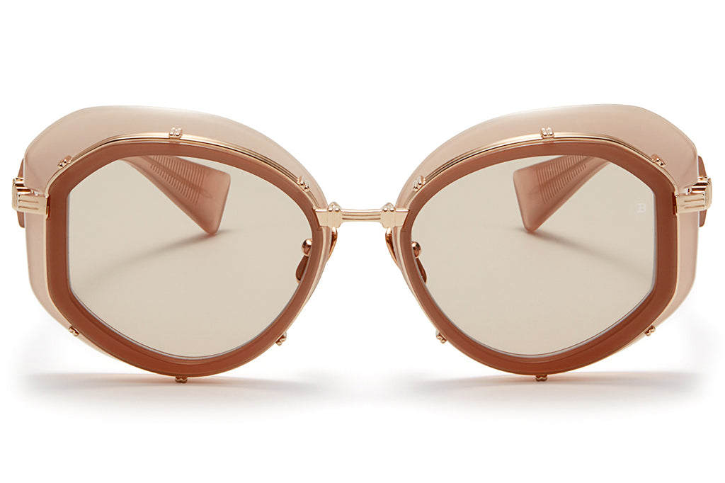 Balmain® Eyewear - Brigitte Sunglasses Nude & White Gold with Medium Brown Lenses