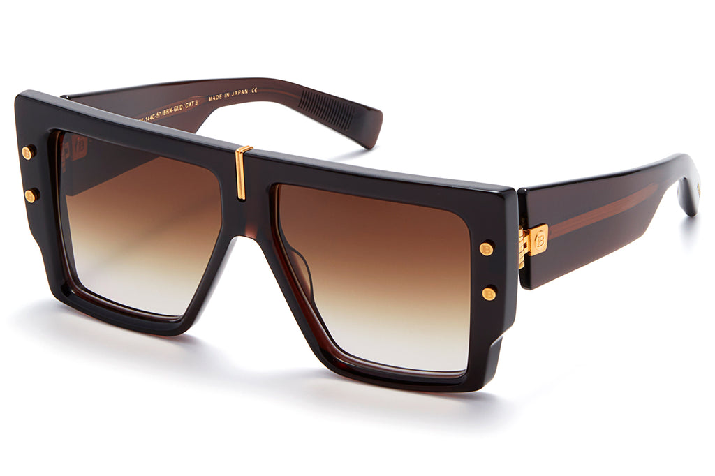 Balmain® Eyewear - B-Grand Sunglasses Crystal Chocolate Brown & Yellow Gold with Dark Brown Gradient