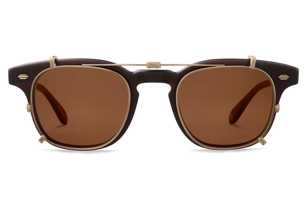 Garrett Leight - Sherwood Clip Sunglasses Antique Gold with Oak Lenses