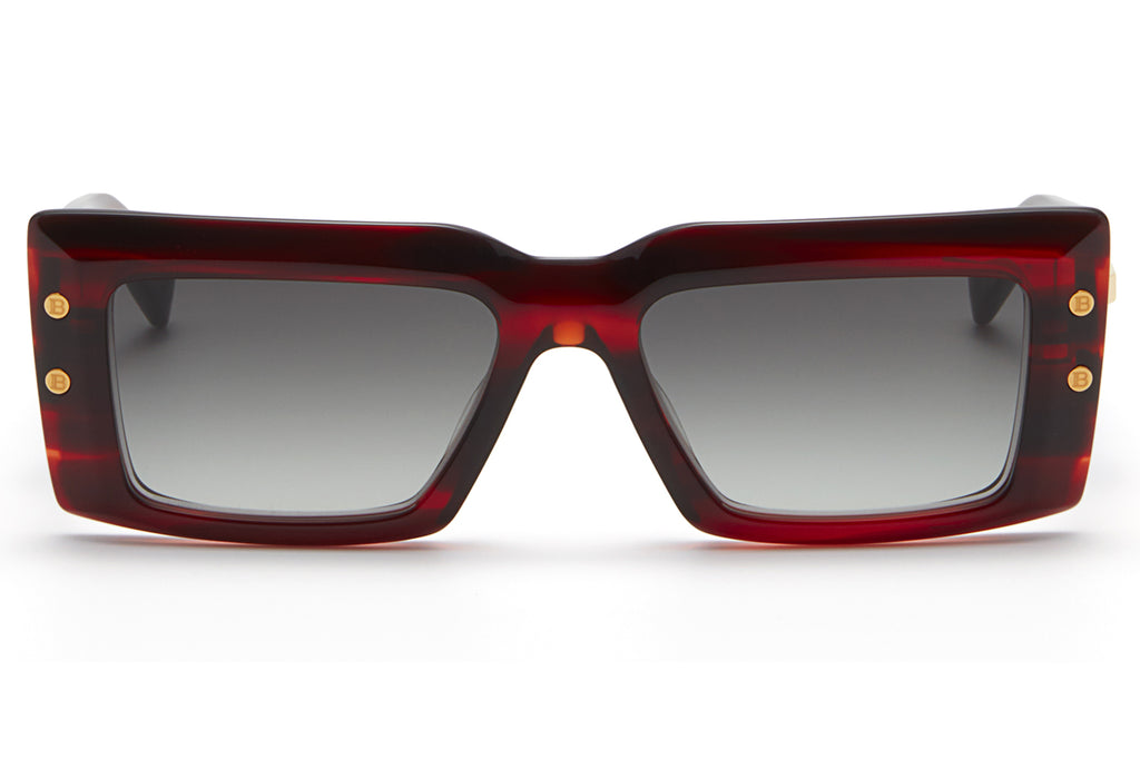 Balmain® Eyewear - Imperial Sunglasses Red Swirl & Gold with Dark Grey Gradient Lenses