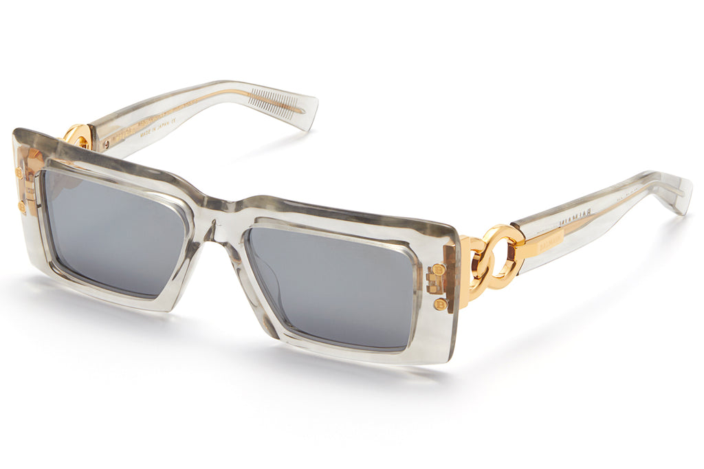 Balmain® Eyewear - Imperial Sunglasses Grey Crystal & White Gold with Dark Grey - White Gold Flash