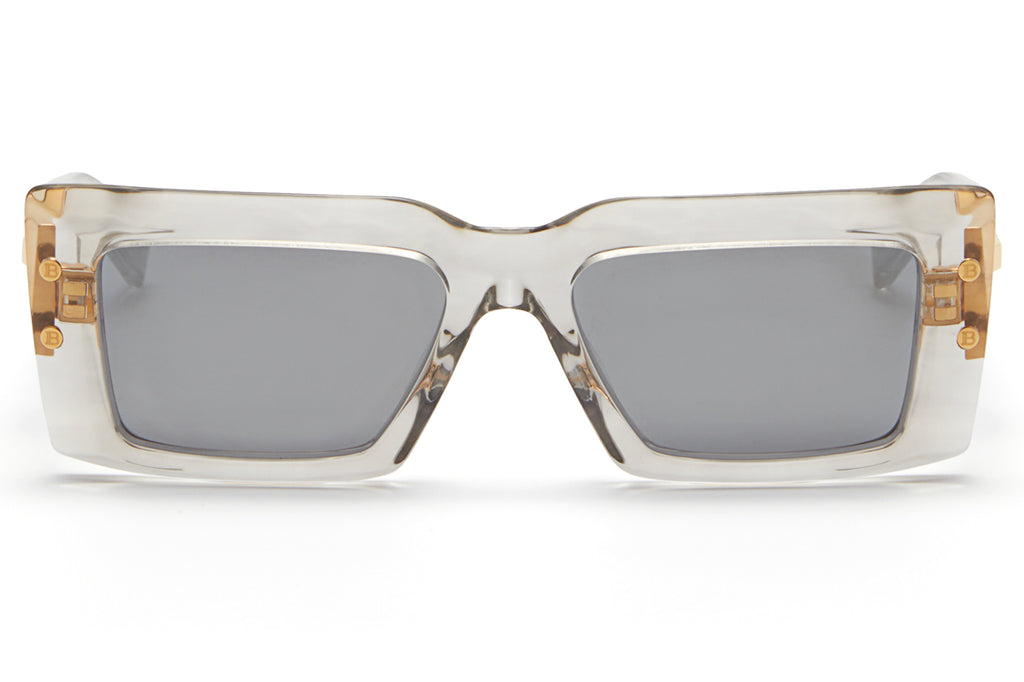 Balmain® Eyewear - Imperial Sunglasses Grey Crystal & White Gold with Dark Grey - White Gold Flash