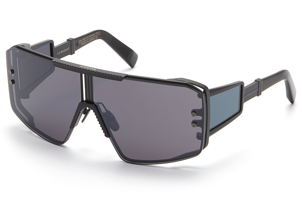 Balmain® Eyewear - Le Masque Sunglasses Matte Black & Black Crystal with Dark Grey - Black Flash