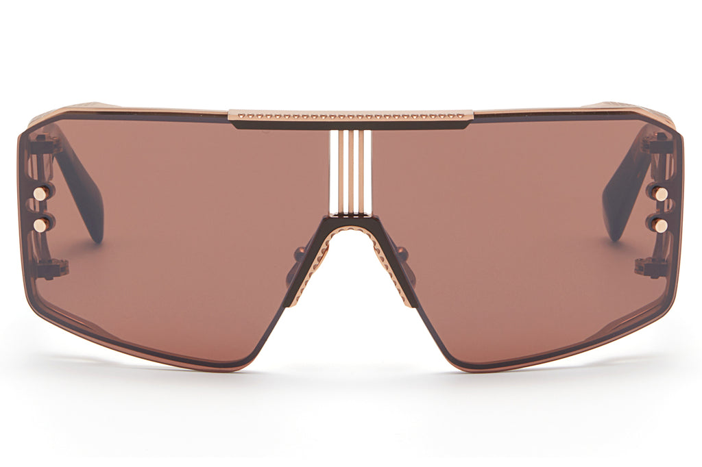 Balmain® Eyewear - Le Masque Sunglasses Rose Gold & Brown Swirl with Dark Brown - Black Flash Mirror