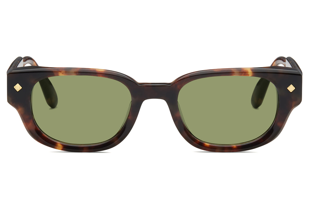Lunetterie Générale - À Tout Jamais Sunglasses Medium Tortoise & 24k Gold with Solid Green G15 Lense