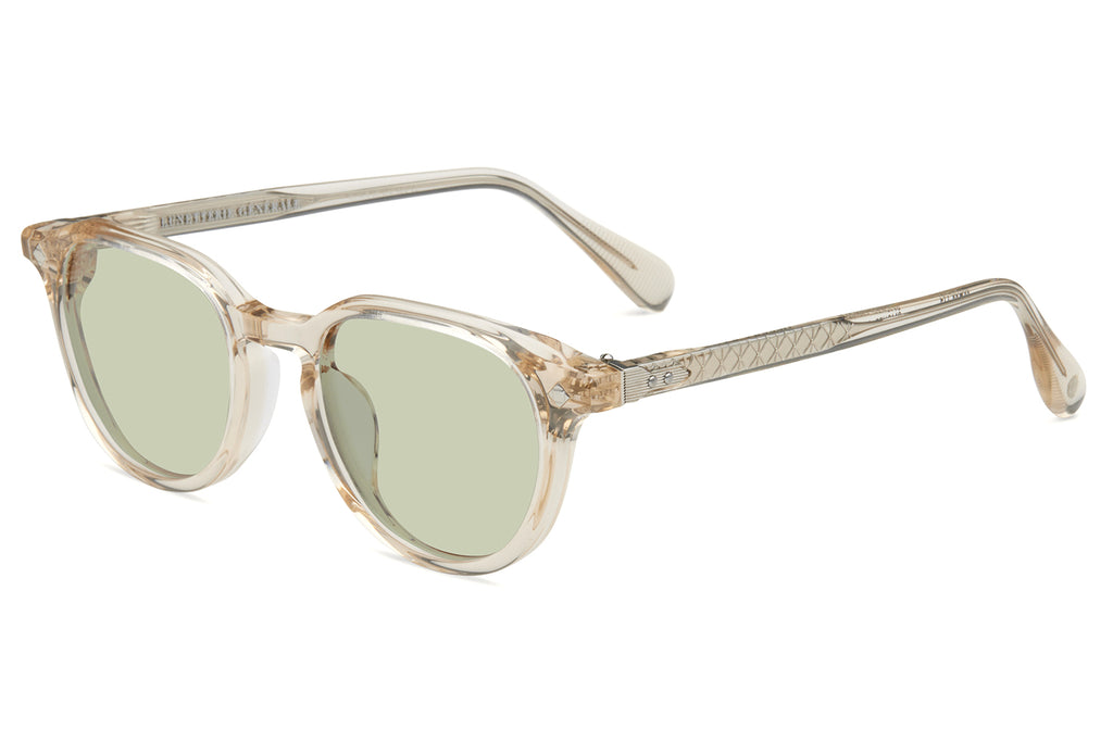 Lunetterie Générale - Desert Rain Sunglasses Smoke Crystal & Palladium with Solid Green G13 Lenses