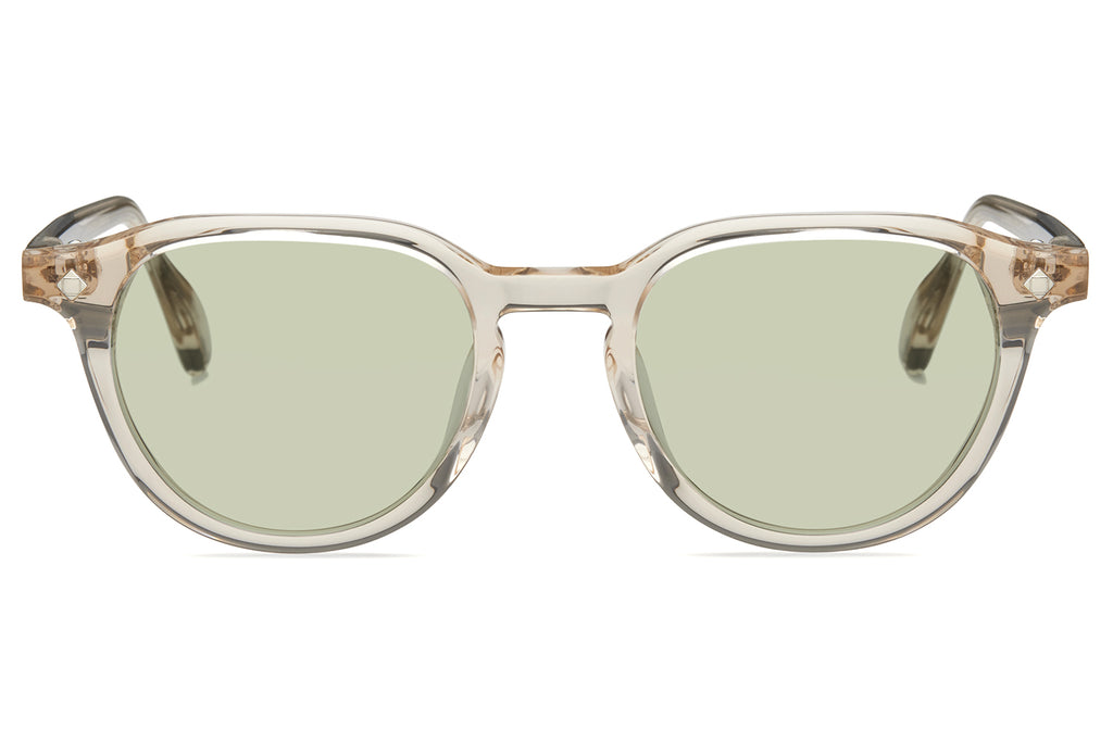 Lunetterie Générale - Desert Rain Sunglasses Smoke Crystal & Palladium with Solid Green G13 Lenses