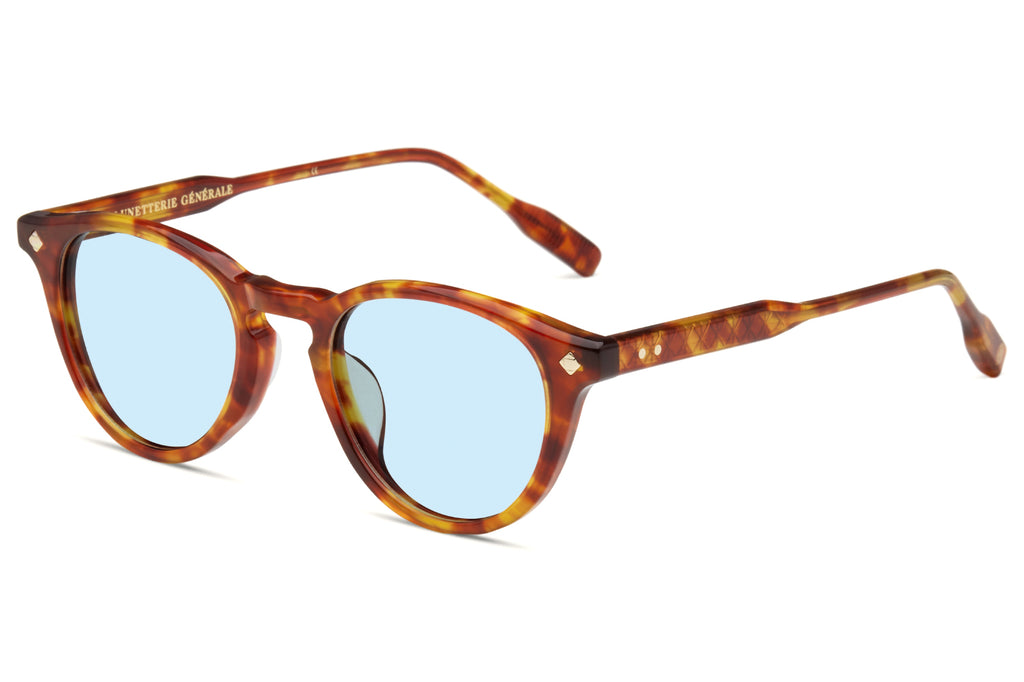 Lunetterie Générale - Dolce Vita Sunglasses Vintage Tortoise & 14k Gold with Solid Blue Lenses