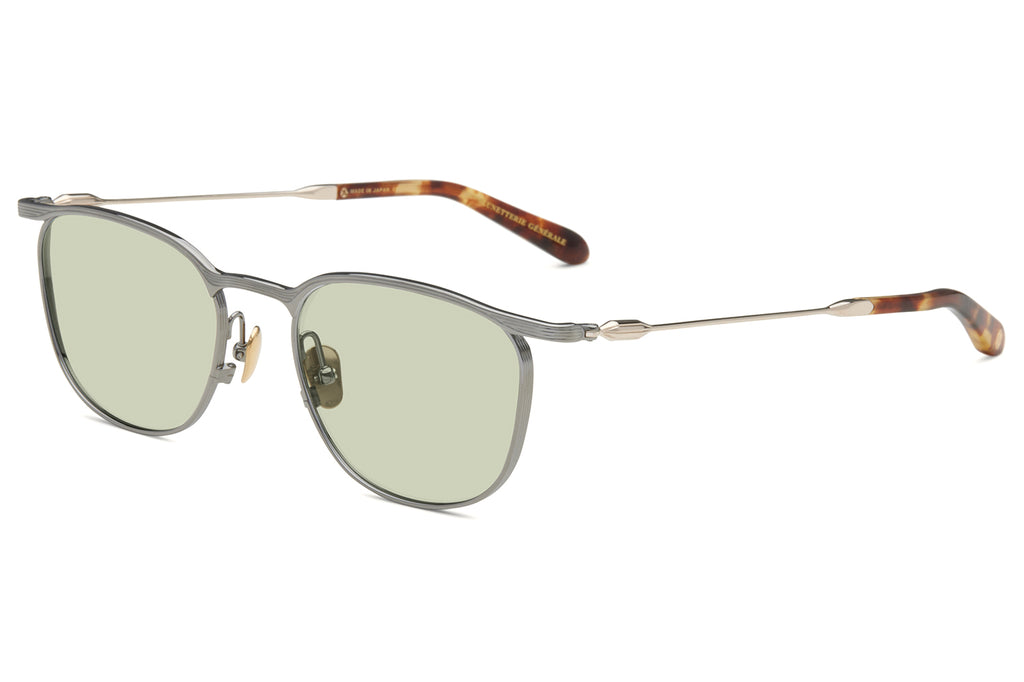 Lunetterie Générale - Eldorado Sunglasses Gun Metal & 14k Gold with Solid Green G13 Lenses