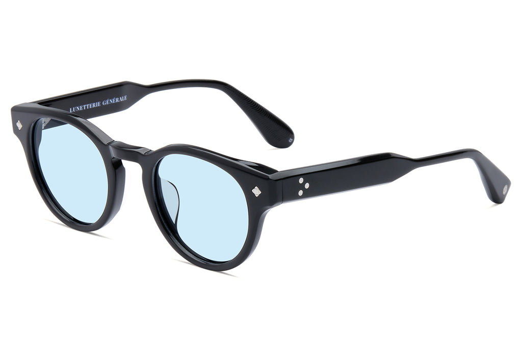 Lunetterie Générale - Golden Hour Sunglasses Black & Palladium with Solid Blue Lenses