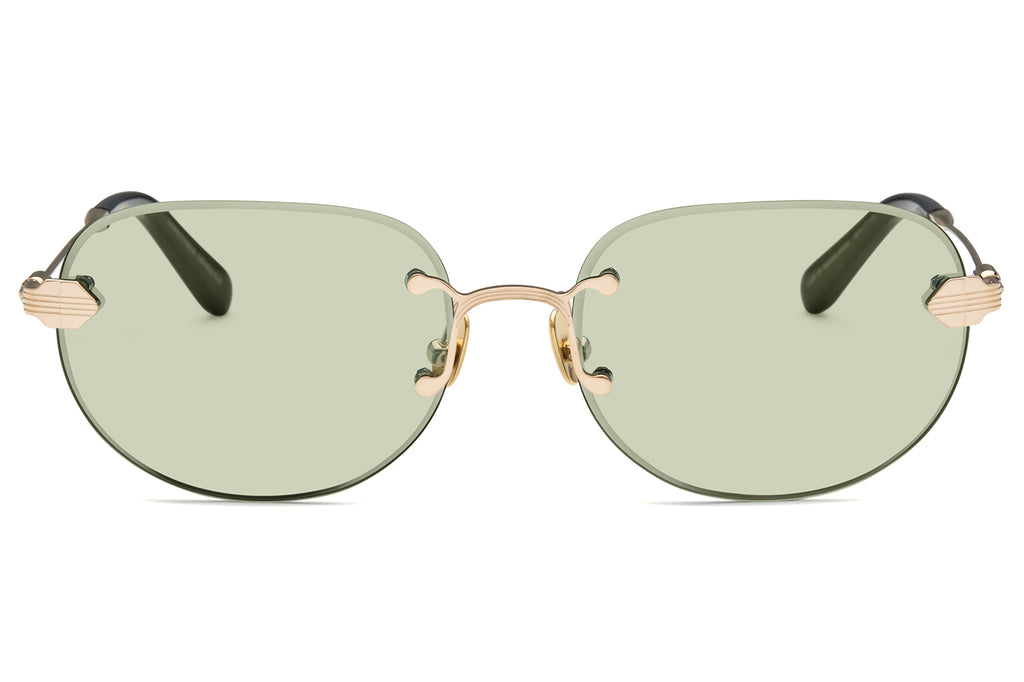 Lunetterie Générale - Lost In Translation Sunglasses Black & 18k Gold with Solid Green G13 Lenses