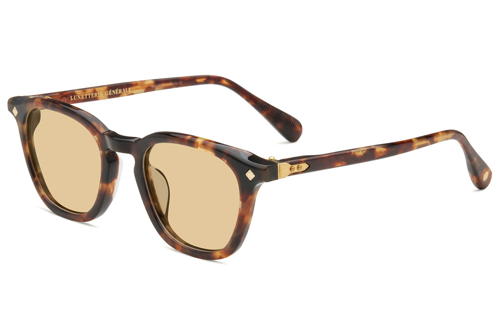 Lunetterie Générale - Maestro Sunglasses Medium Tortoise & 18k Gold with Solid Bronze Lenses