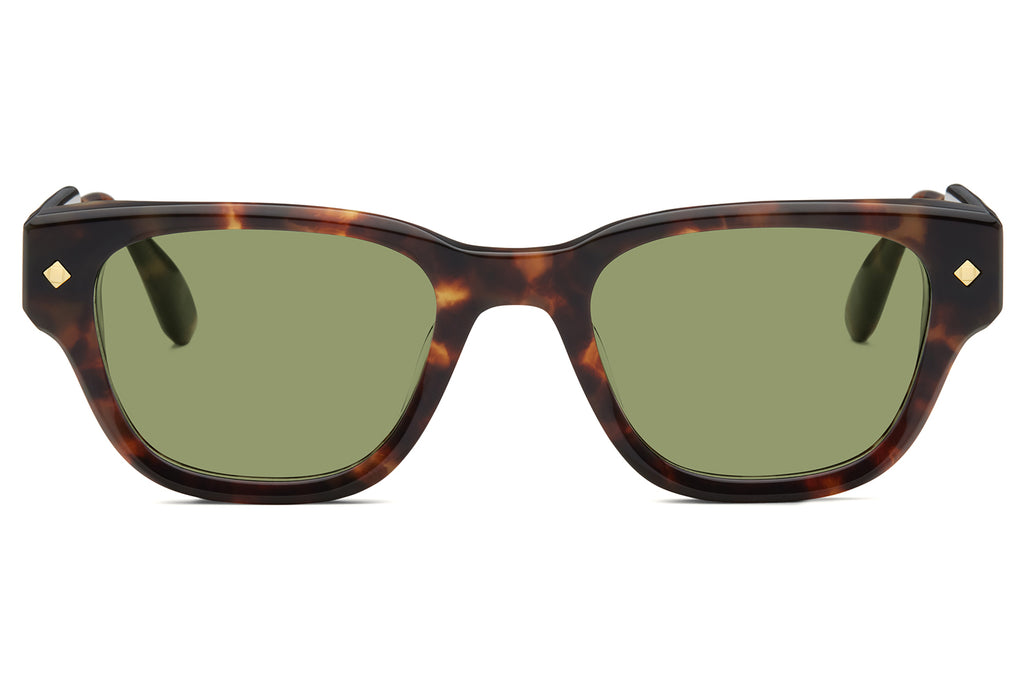 Lunetterie Générale - Minuit Moins Une Sunglasses Medium Tortoise & 24k Gold with Solid Green G15