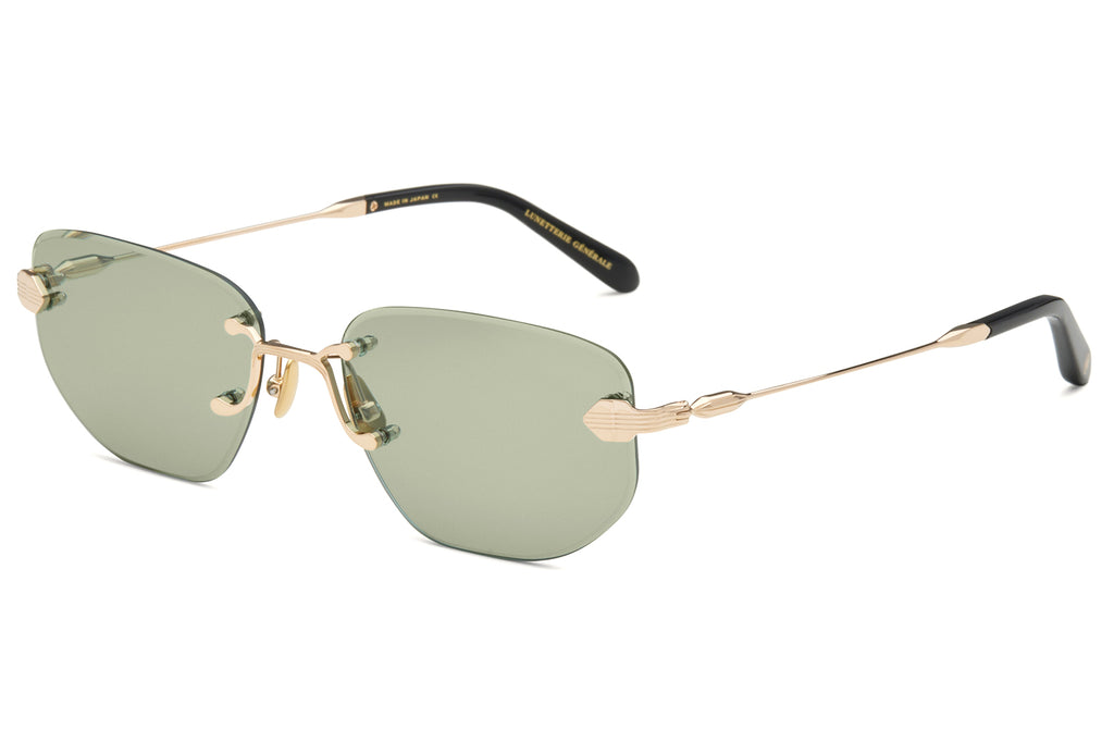 Lunetterie Générale - Rendez-Vous Au Paradis Sunglasses Black & 18k Gold with Solid Green G13 Lenses