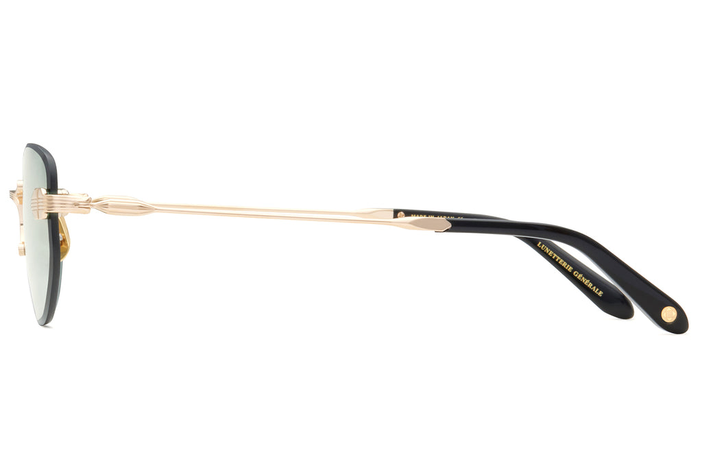 Lunetterie Générale - Rendez-Vous Au Paradis Sunglasses Black & 18k Gold with Solid Green G13 Lenses