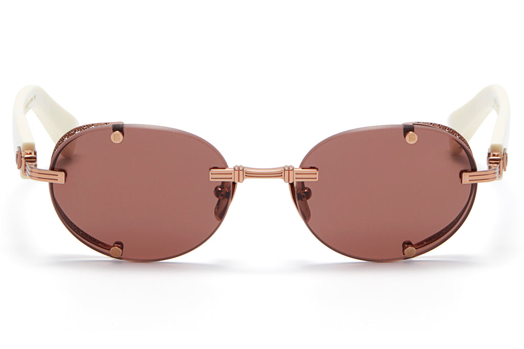 Balmain® Eyewear - Monsieur Sunglasses Rose Gold & Bone with Dark Chocolate Brown Lenses