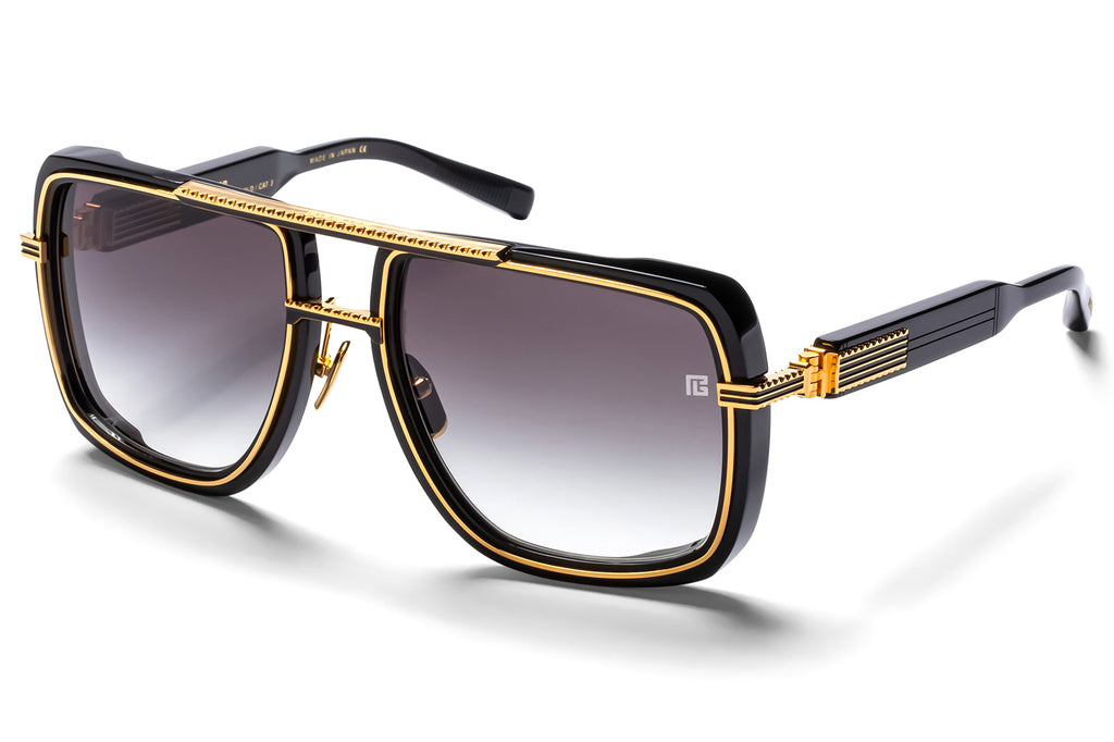 Balmain® Eyewear - Soldier Sunglasses Black & Gold with Dark Grey Gradient Lenses