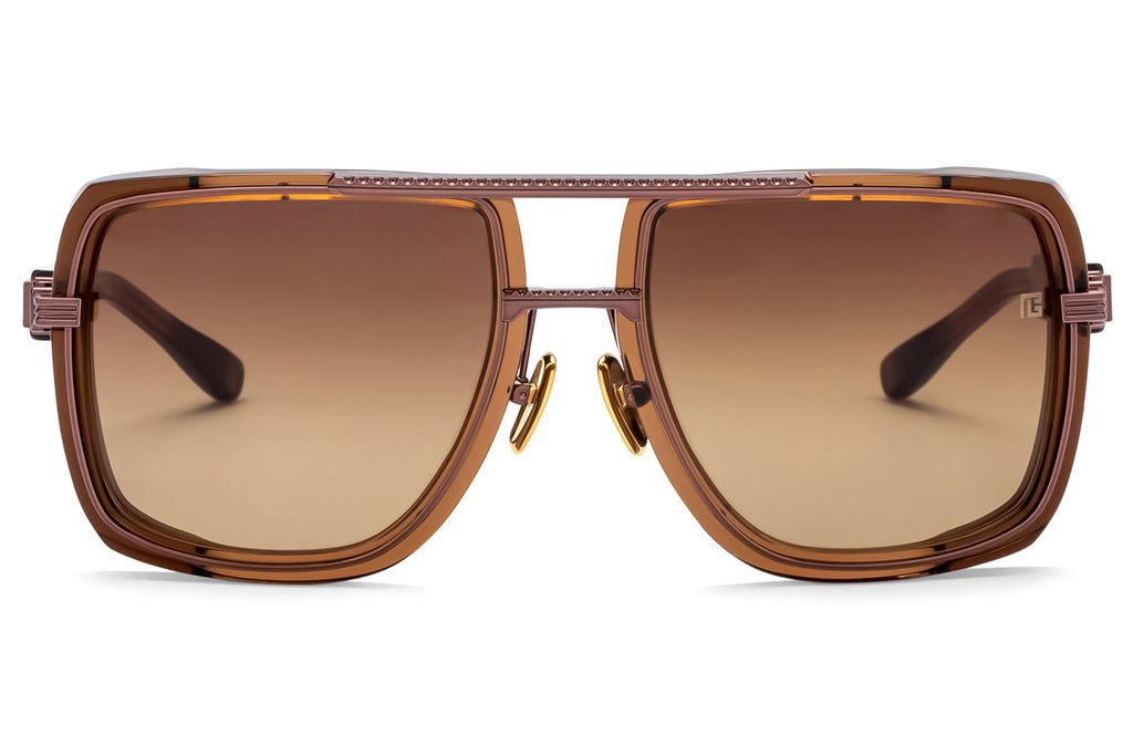 Balmain® Eyewear - Soldier Sunglasses Crystal Brown & Brown Metal with Dark Brown Lenses