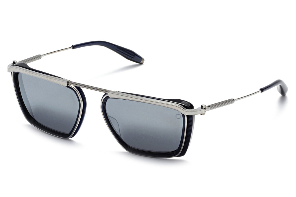 Akoni - Ulysses Sunglasses Matte Navy - Silver with Dark Grey - Silver Flash Mirror Lenses
