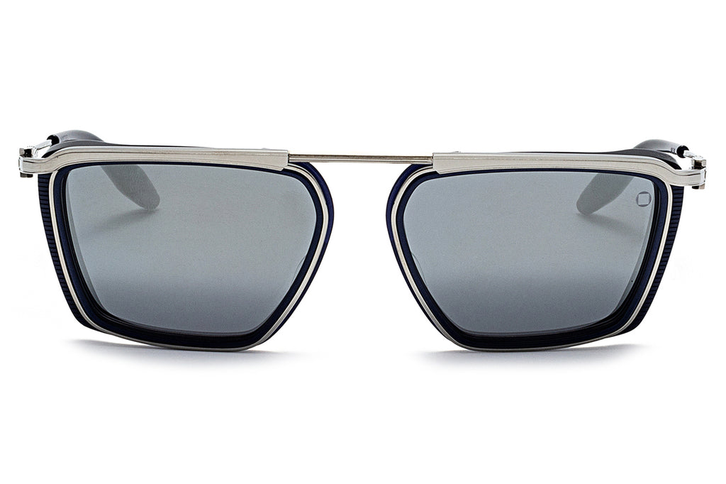 Akoni - Ulysses Sunglasses Matte Navy - Silver with Dark Grey - Silver Flash Mirror Lenses