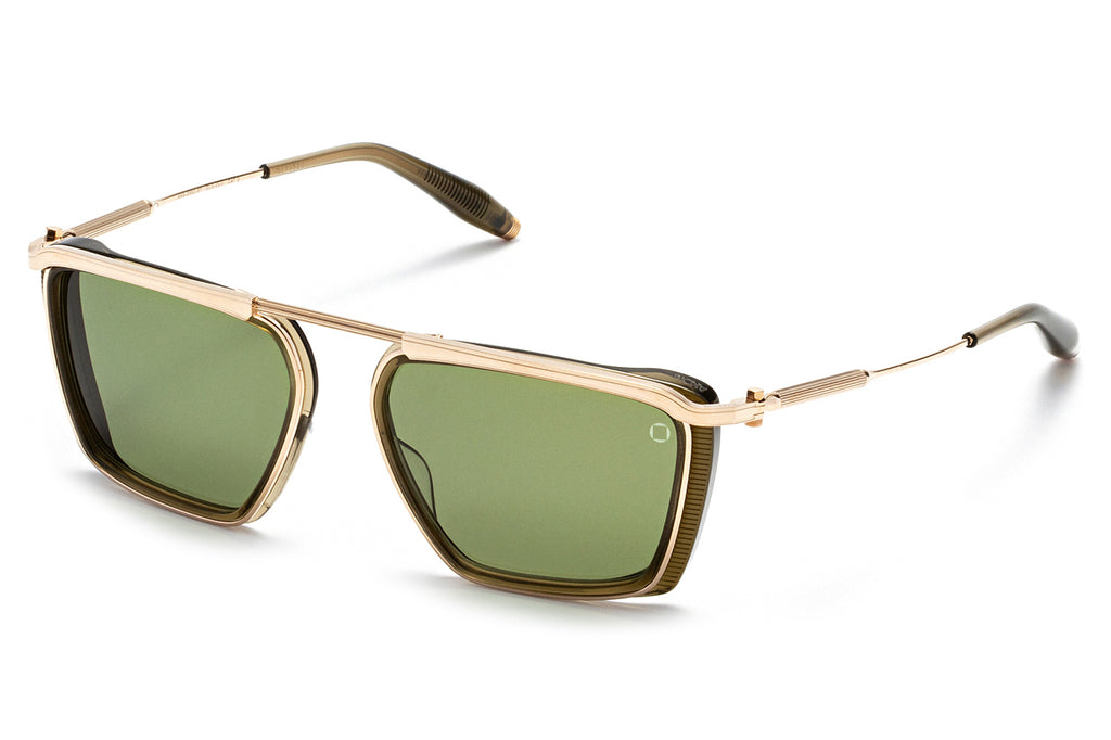 Akoni - Ulysses Sunglasses White Gold - Olive with Dark Olive Lenses