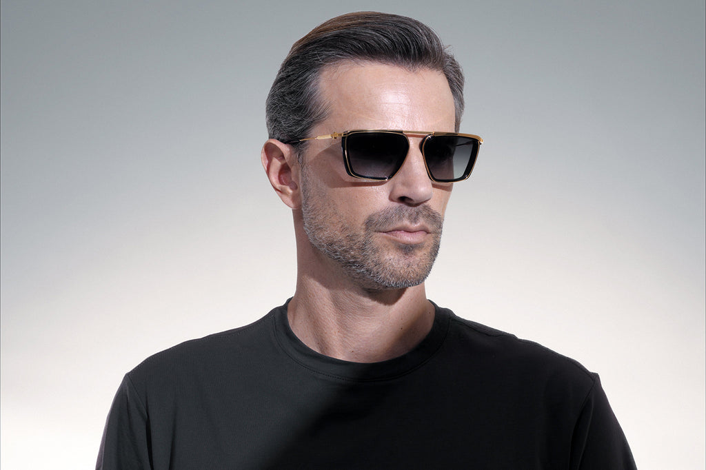 Akoni - Ulysses Sunglasses Gold - Black with Dark Grey Gradient Lenses
