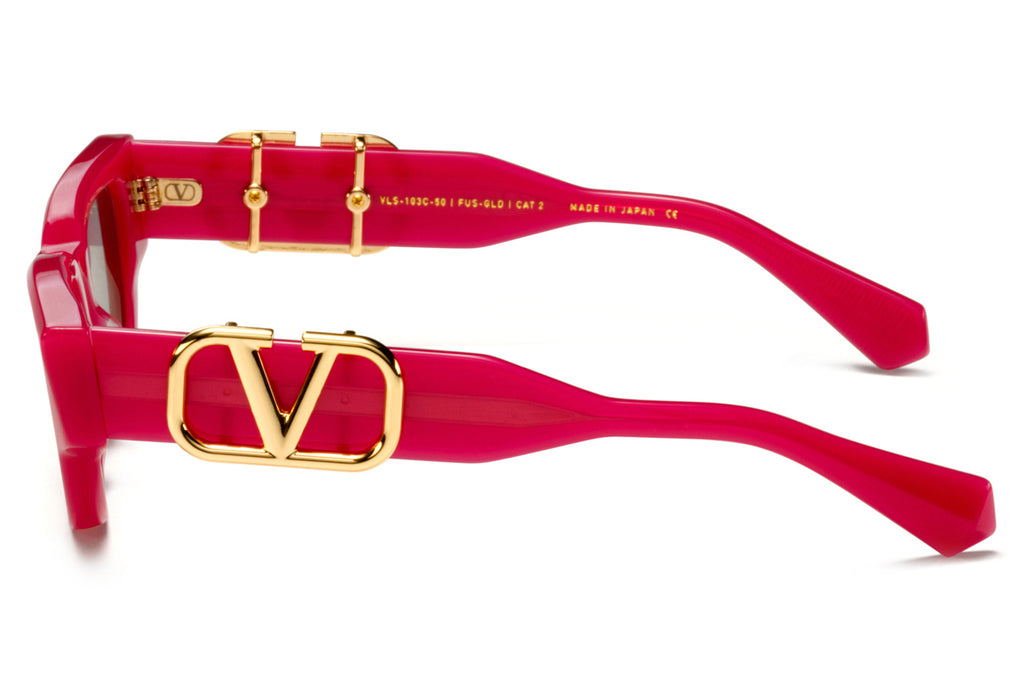 Valentino® Eyewear - V-Due Sunglasses Fuchsia & White Gold with Medium Grey Lenses