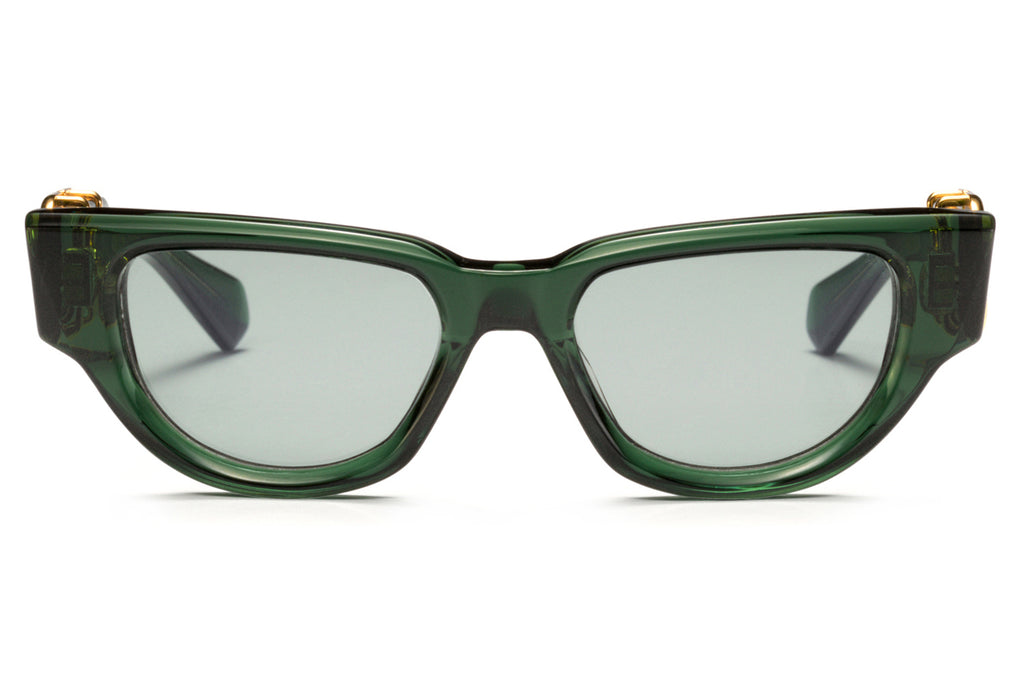 Valentino® Eyewear - V-Due Sunglasses Crystal Green & Light Gold with Medium Grey Lenses 