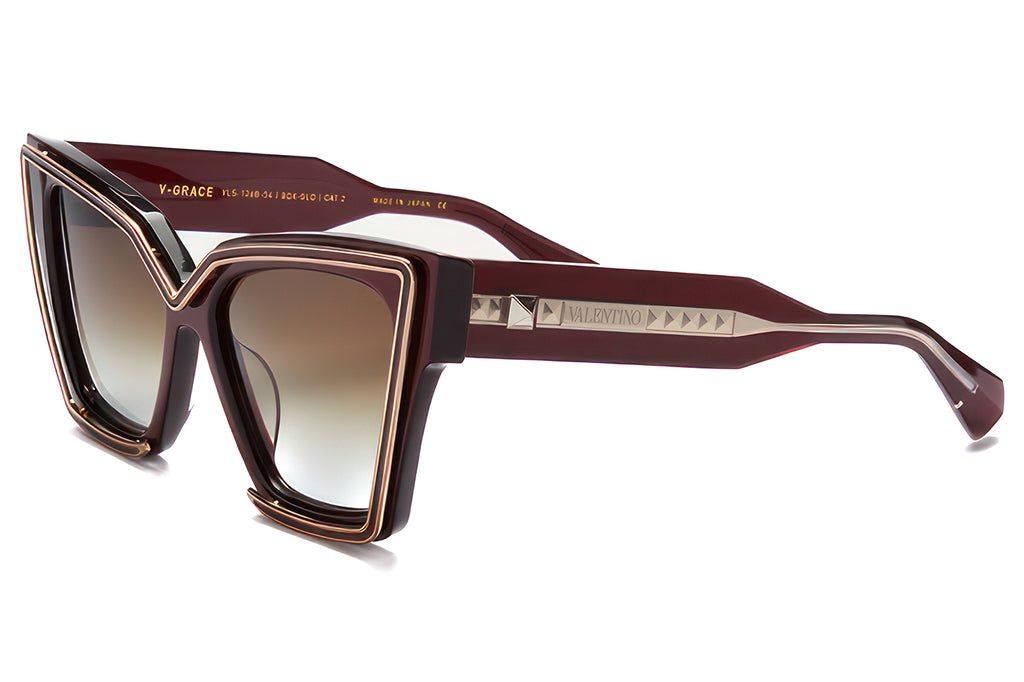 Valentino® Eyewear - V-Grace Sunglasses Bordeaux & White Gold with Dark Brown Gradient Lenses