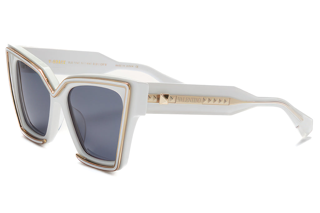 Valentino® Eyewear - V-Grace Sunglasses White & Light Gold with Dark Grey Lenses
