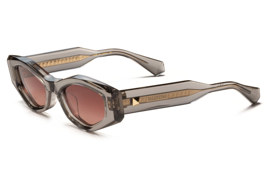 Valentino® Eyewear - V-Tre Sunglasses Translucent Grey & White Gold with Gradient Rose Lenses