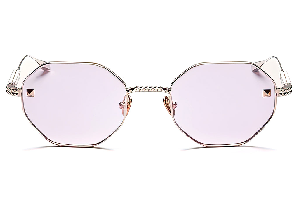 Valentino® Eyewear - V-Stud Sunglasses White Gold with Light Pink Lenses