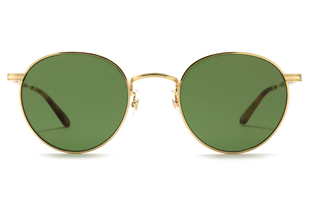 Garrett Leight - Wilson M Sunglasses Gold-Ember Tortoise with Semi-Flat Pure Green Lenses