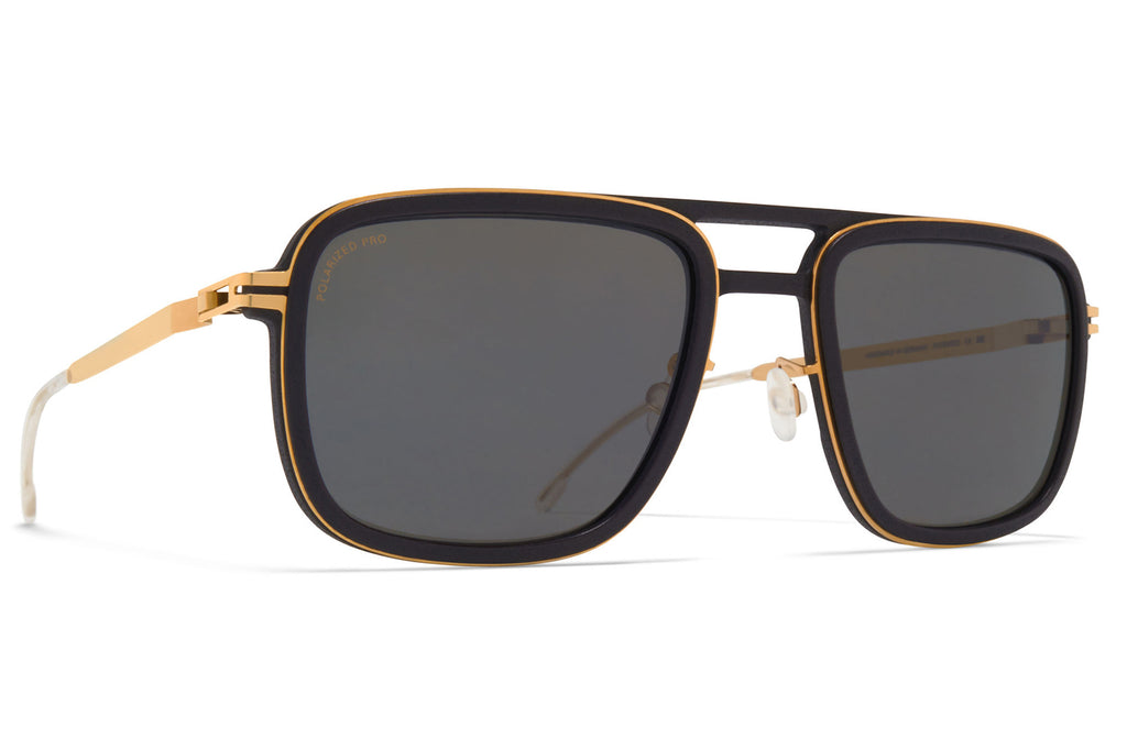 MYKITA MYLON - Spruce Sunglasses MH7 - Pitch Black/Glossy Gold with Polarized Pro Hi-Con Grey Lenses