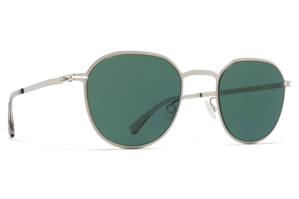 MYKITA - Talvi Sunglasses Shiny Silver with Dark Green Solid Lenses