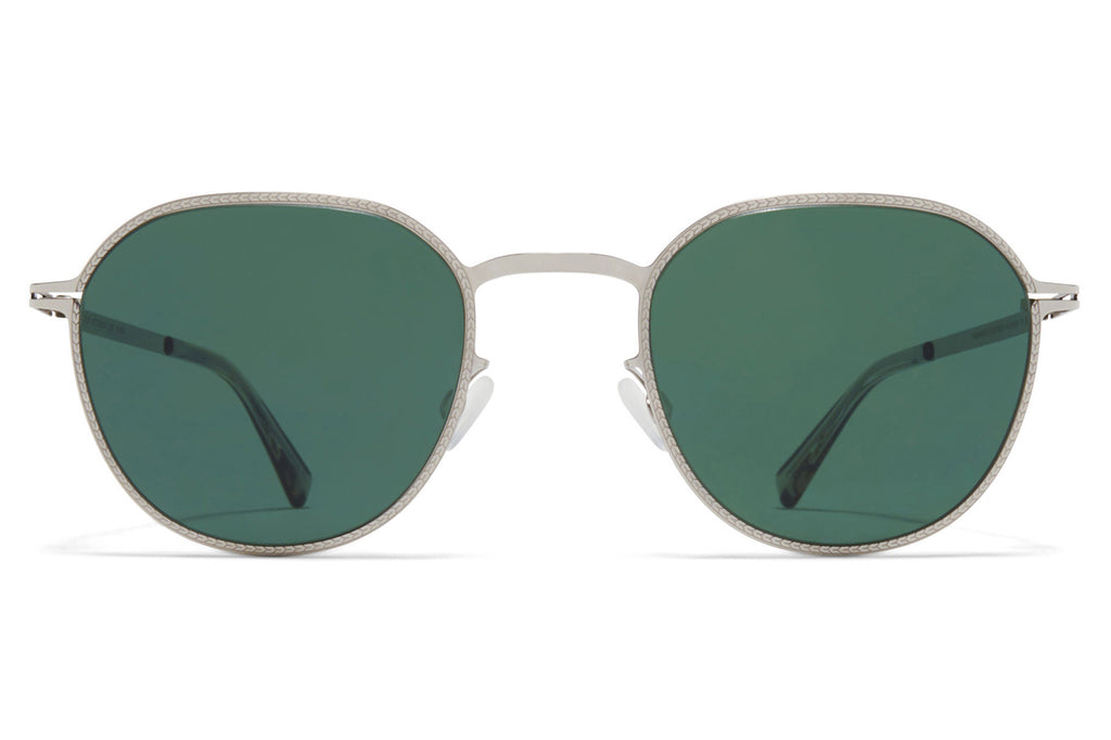 MYKITA - Talvi Sunglasses Shiny Silver with Dark Green Solid Lenses