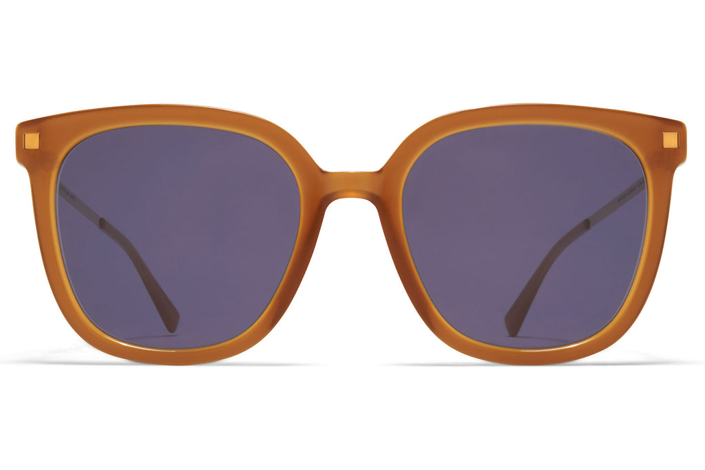 MYKITA - Viska Sunglasses Brown/Dark Brown/Glossy Gold with Cool Grey Solid Lenses