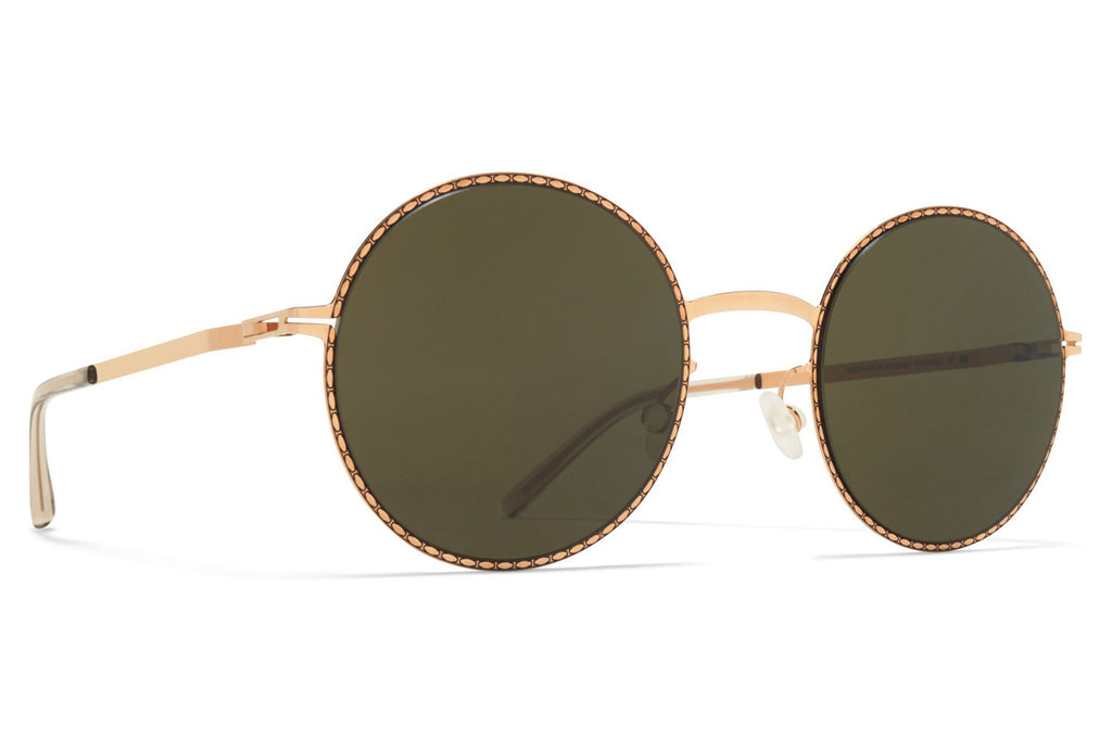 MYKITA - Lale Sunglasses Champagne Gold/Black with Raw Green Solid Lenses