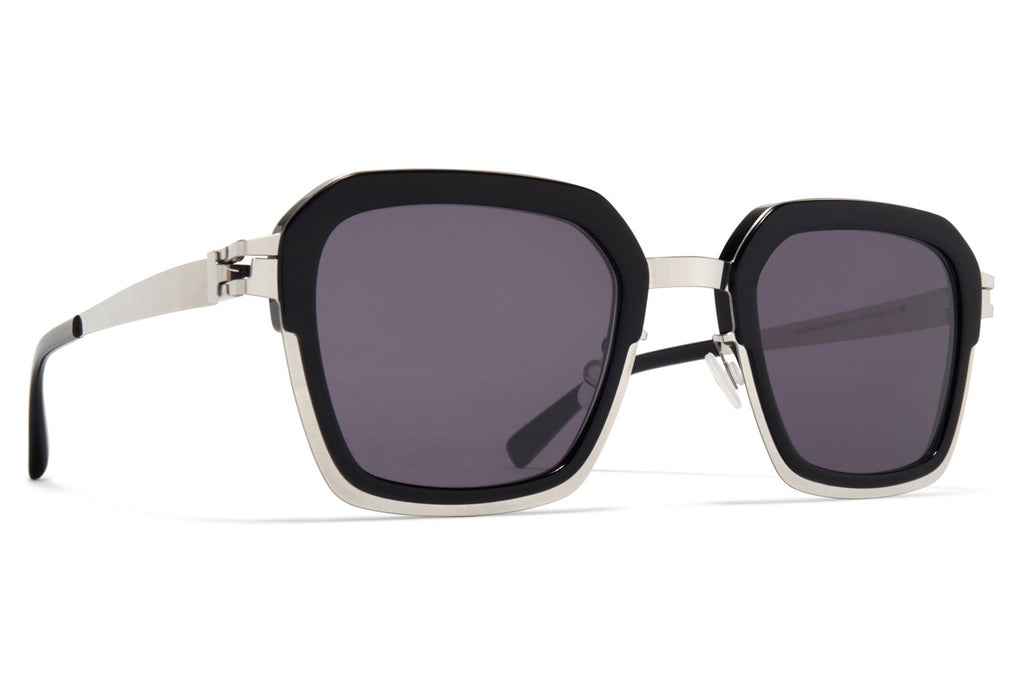 MYKITA® - Misty Sunglasses Shiny Silver/Black with Cool Grey Solid Lenses