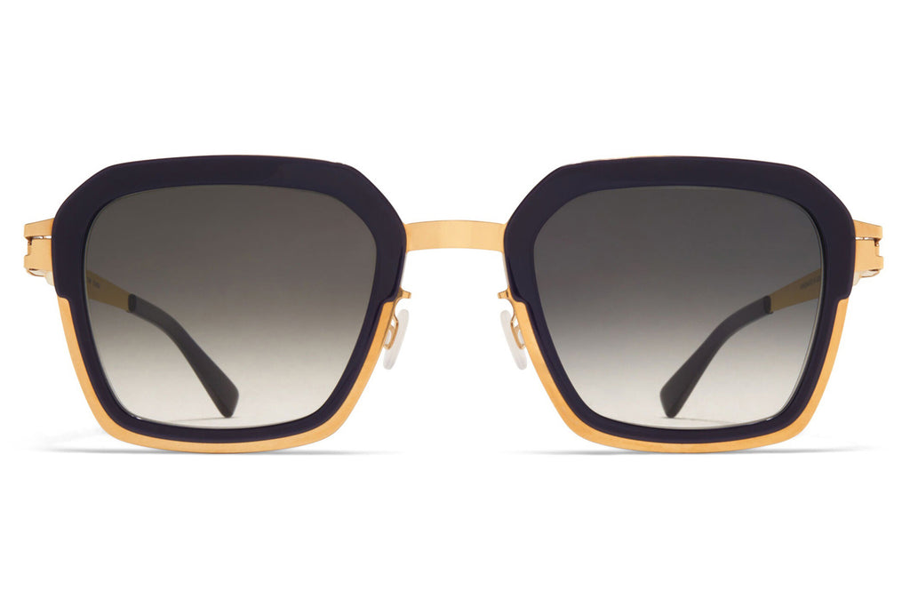 MYKITA® - Misty Sunglasses Glossy Gold/Milky Indigo with Raw Black Gradient Lenses