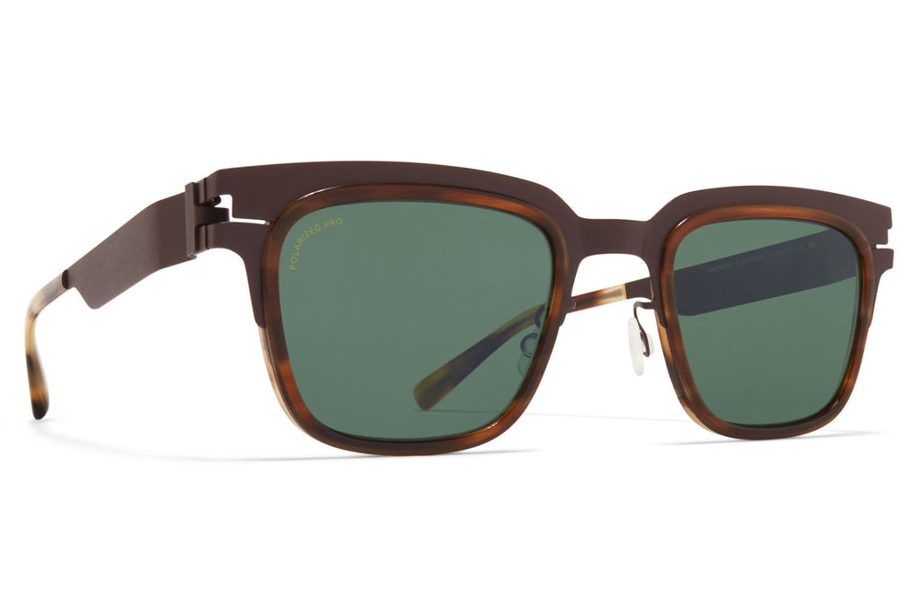 MYKITA® - Raymond Sunglasses Dark Brown/Striped Brown with Polarized Pro Green 15 Lenses