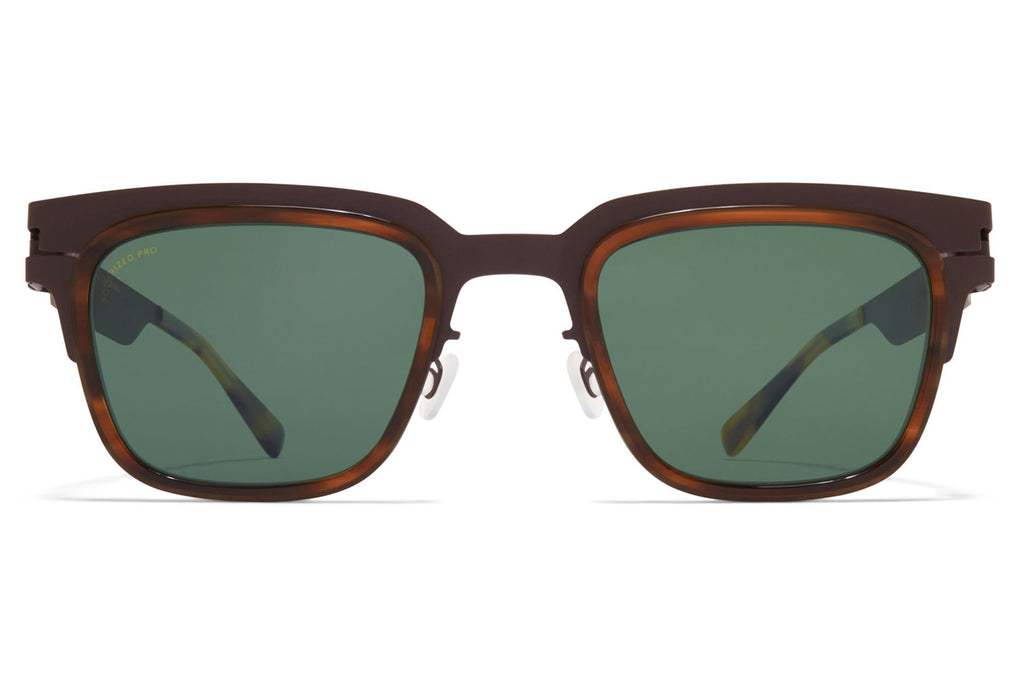 MYKITA® - Raymond Sunglasses Dark Brown/Striped Brown with Polarized Pro Green 15 Lenses