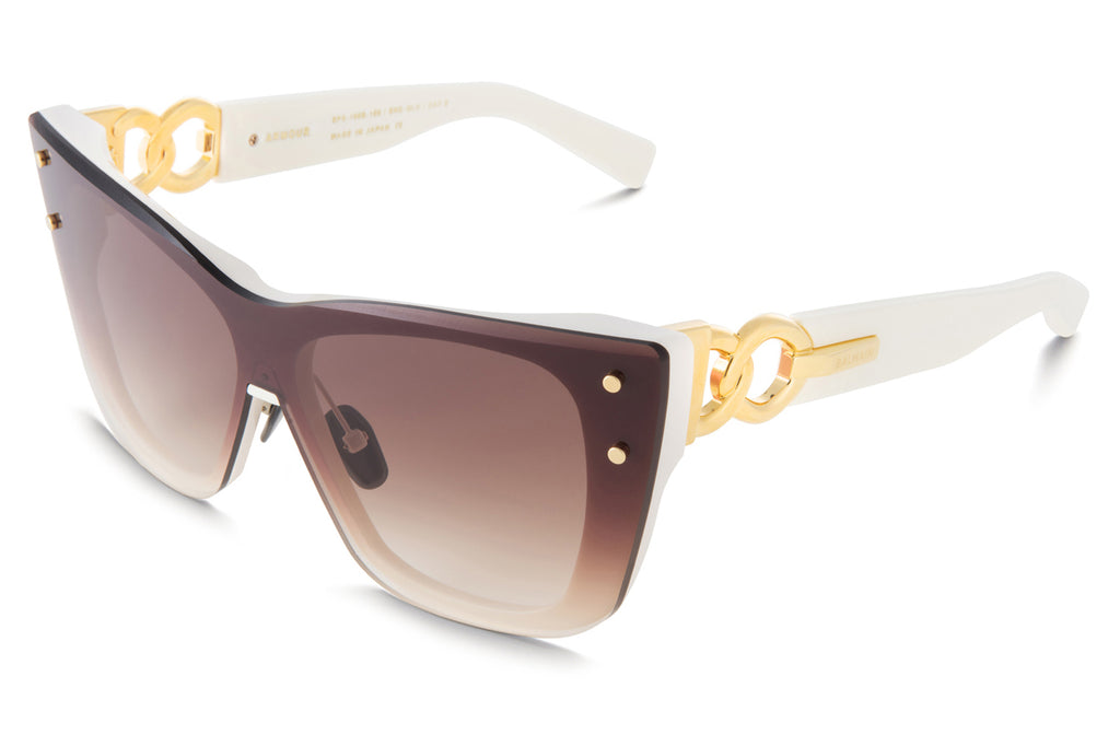 Balmain® Eyewear - Armour Sunglasses Dark Brown & Gold with Dark Brown to Clear AR Lenses