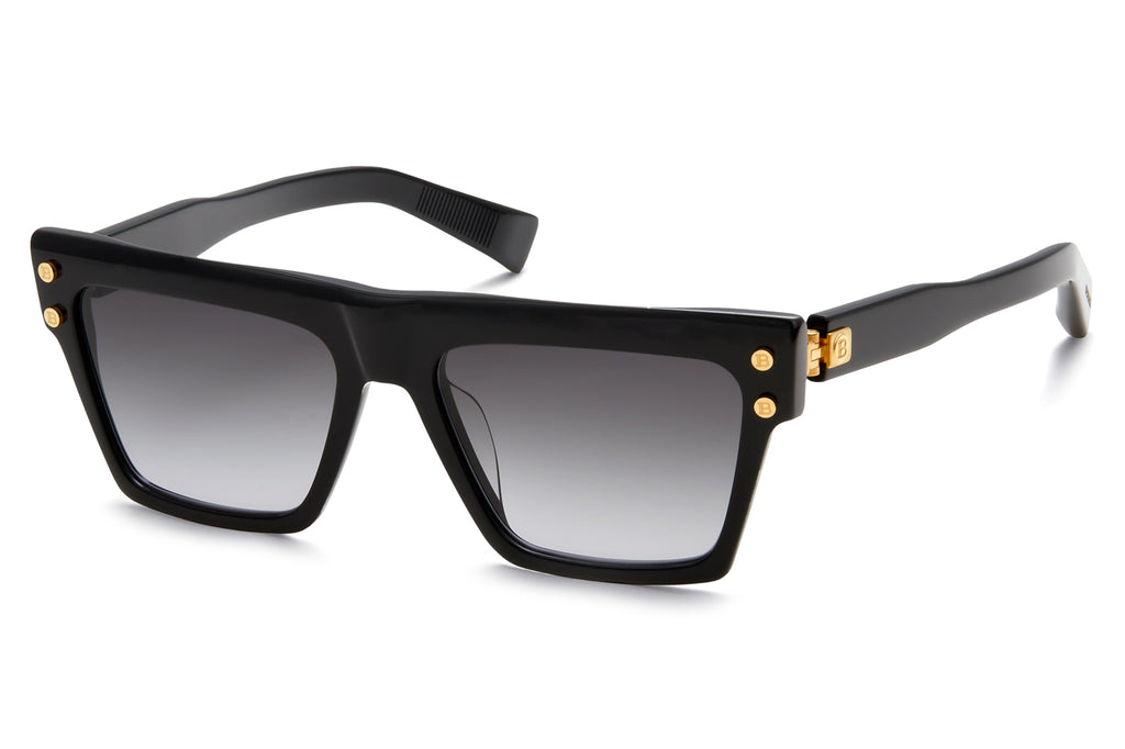 Balmain® Eyewear - B-V Sunglasses Black & Gold with Dark Grey to Clear AR Lenses