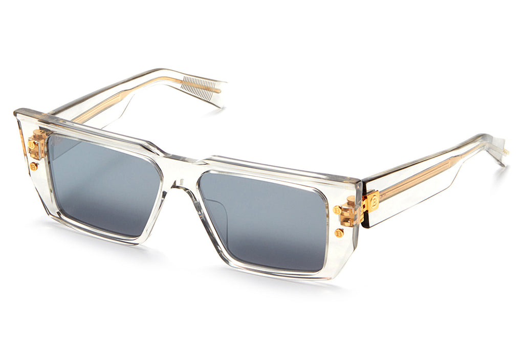 Balmain® Eyewear - B-VI Sunglasses Grey Crystal & White Gold with Dark Grey & AR Lenses